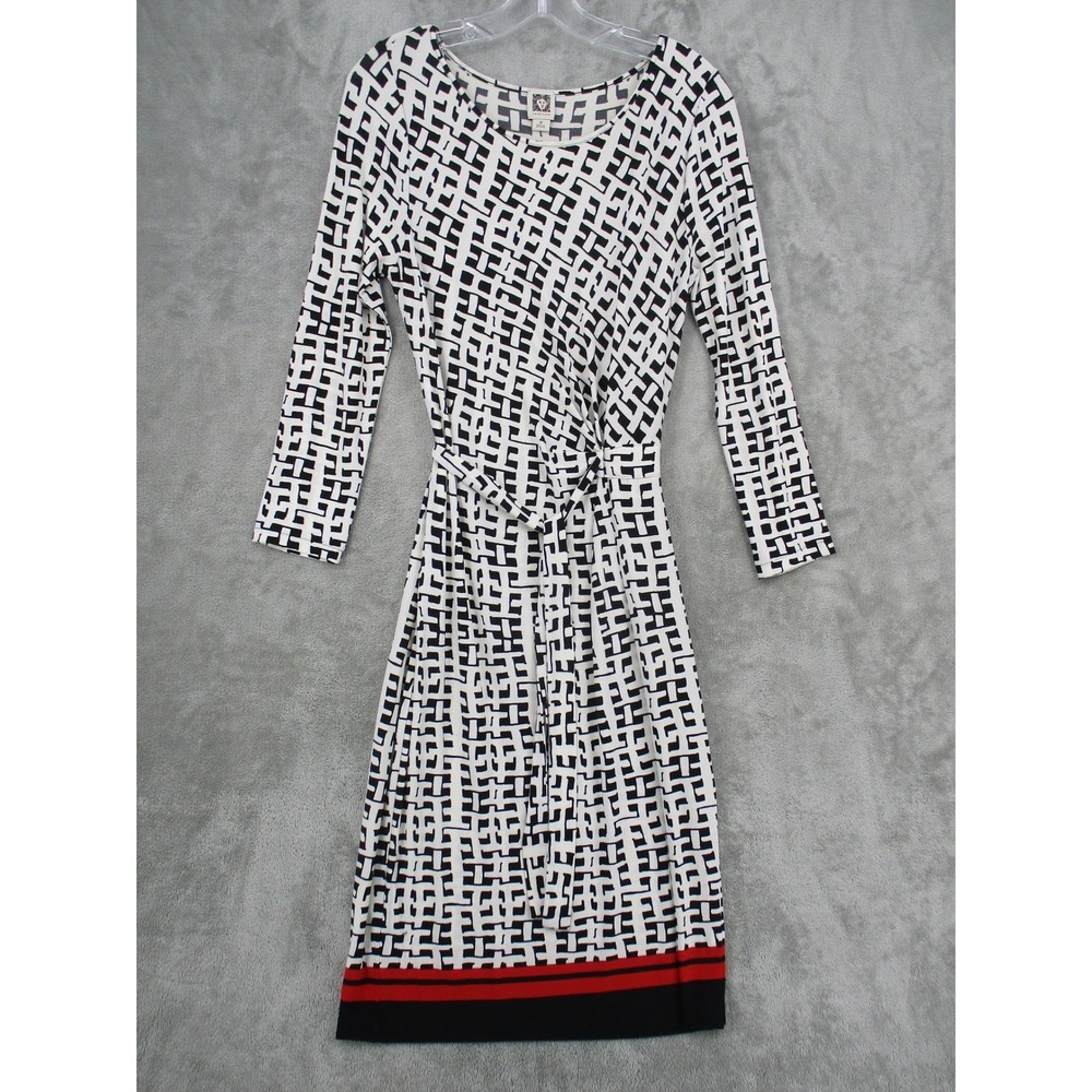 Anne Klein Dress Womens Medium Midi Faux Wrap Side Tie Office‎ Career Nautical